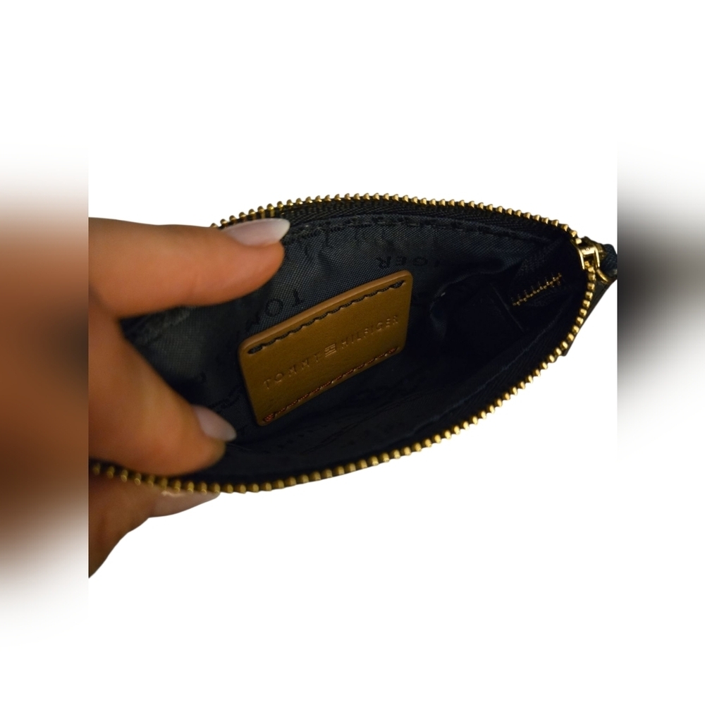 Tommy Hilfiger Navy Blue Gold Zip Coin Pouch - Picture 8 of 8